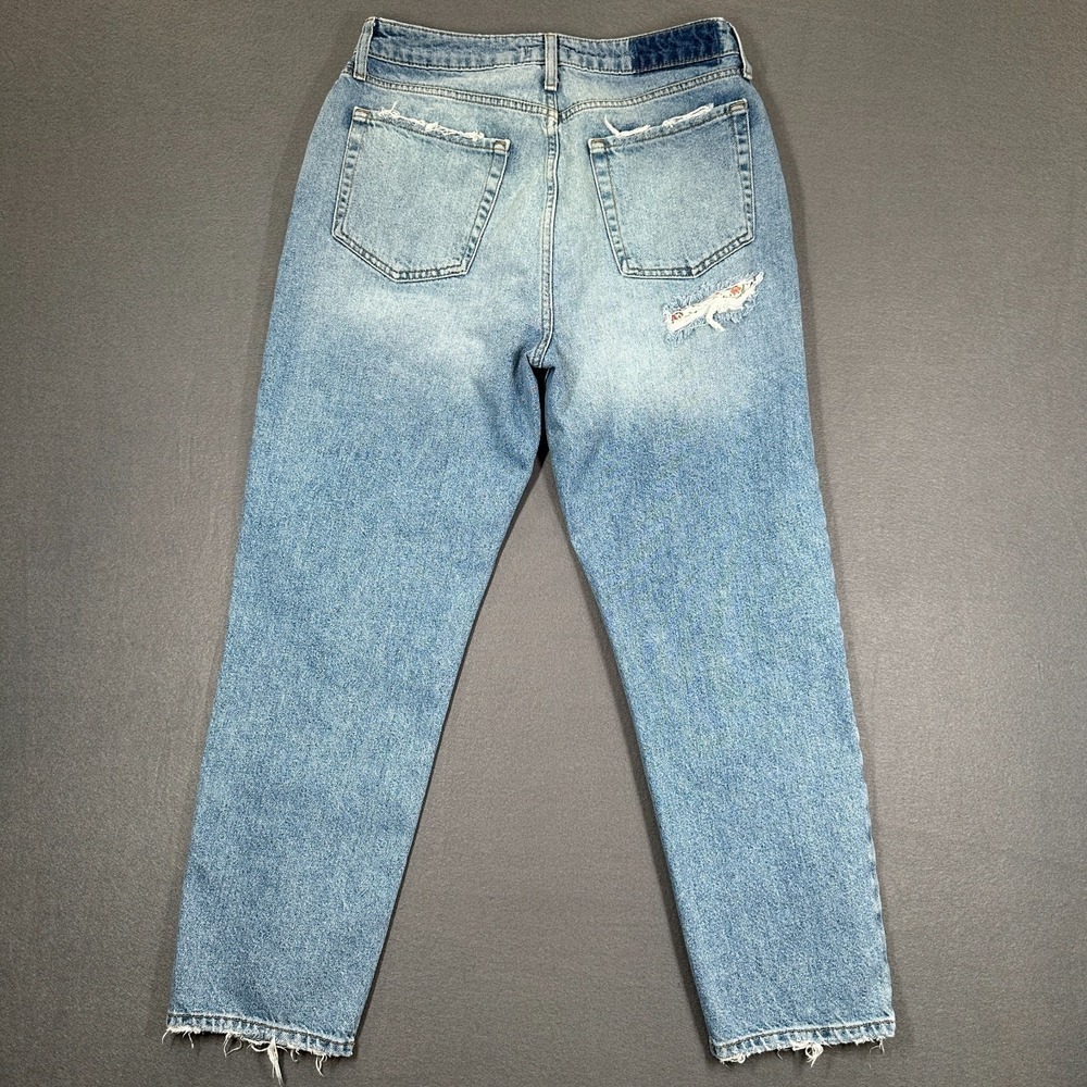 Forever 21 Jeans Womens 29 Light Blue Denim Button Fly‎ Straight Leg Distressed - Picture 2 of 9